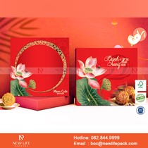 Hộp trung thu 4 bánh Vuông 04 - Nắp liền đáy - Có Cửa Sổ