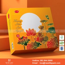 Hộp trung thu 4 bánh Vuông 04 - Nắp liền đáy - Mẫu Xuân Ký 02