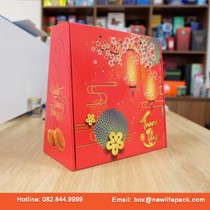 Hộp trung thu 4 bánh Xéo 04 - Nắp liền đáy - Giấy Couche bồi carton 3 lớp sóng E